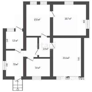 Дом 82м², 1-этажный, участок 6 сот.  