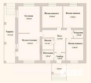 Дом 90м², 1-этажный, участок 8 сот.  