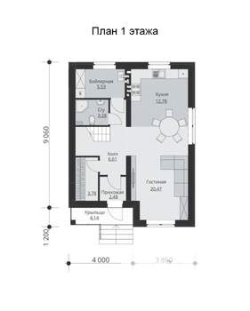 Дом 110м², 2-этажный, участок 5 сот.  