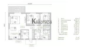 Коттедж 100м&sup2;, 1-этажный, участок 14 сот.  