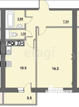 1-к квартира, на длительный срок, 38м2, 4/10 этаж