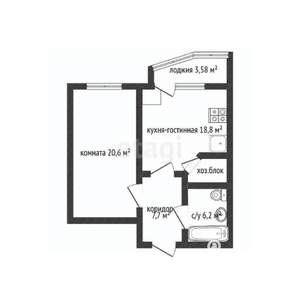 1-к квартира, на длительный срок, 53м2, 1/7 этаж