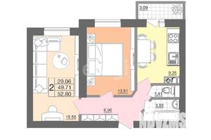 2-к квартира, на длительный срок, 50м2, 4/7 этаж