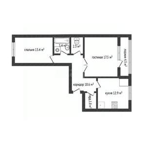 2-к квартира, на длительный срок, 63м2, 2/4 этаж