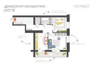2-к квартира, вторичка, 65м2, 9/10 этаж