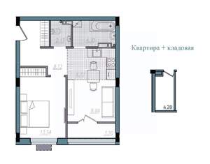 2-к квартира, строящийся дом, 47м2, 9/14 этаж