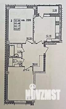 2-к квартира, вторичка, 64м2, 10/14 этаж