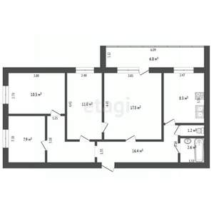 4-к квартира, вторичка, 75м2, 9/9 этаж