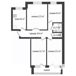 4-к квартира, вторичка, 75м2, 8/9 этаж