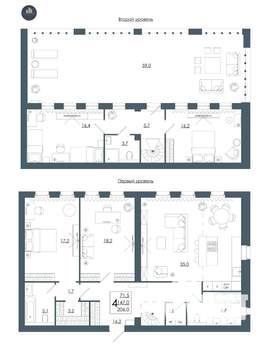 4-к квартира, строящийся дом, 206м2, 16/16 этаж