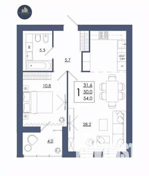 1-к квартира, строящийся дом, 54м2, 15/16 этаж