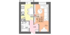1-к квартира, вторичка, 37м2, 1/5 этаж
