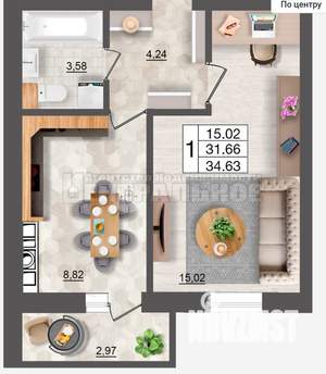 1-к квартира, вторичка, 35м2, 4/10 этаж