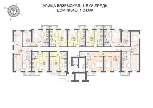 1-к квартира, строящийся дом, 42м2, 1/7 этаж