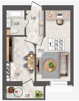 1-к квартира, вторичка, 31м2, 5/10 этаж