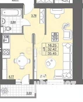 1-к квартира, вторичка, 38м2, 5/10 этаж