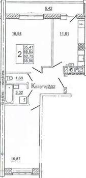 2-к квартира, вторичка, 67м2, 2/10 этаж