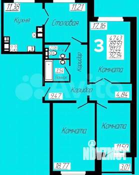 3-к квартира, вторичка, 93м2, 10/10 этаж