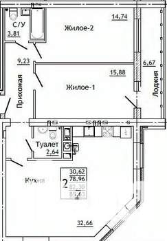 2-к квартира, строящийся дом, 86м2, 8/10 этаж