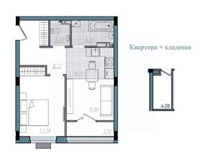 2-к квартира, строящийся дом, 47м2, 2/14 этаж