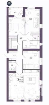 3-к квартира, строящийся дом, 111м2, 8/16 этаж