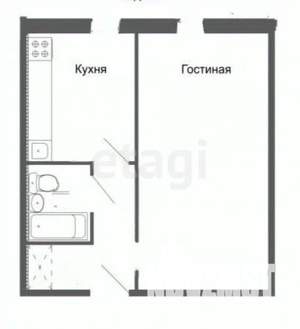 1-к квартира, вторичка, 34м2, 1/9 этаж