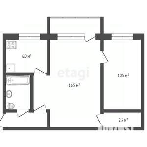 2-к квартира, вторичка, 44м2, 5/5 этаж