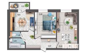 2-к квартира, сданный дом, 54м2, 3/10 этаж