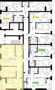 2-к квартира, вторичка, 72м2, 2/11 этаж