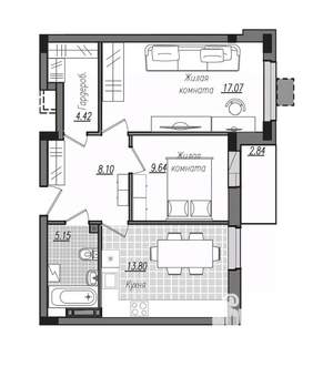 2-к квартира, строящийся дом, 61м2, 3/16 этаж