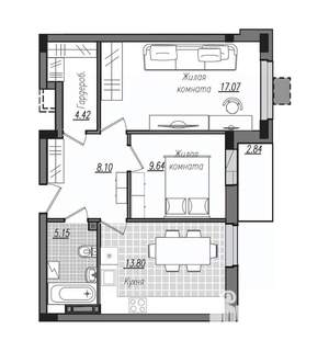 2-к квартира, строящийся дом, 61м2, 7/16 этаж