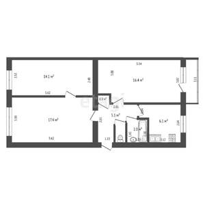 3-к квартира, вторичка, 63м2, 4/5 этаж