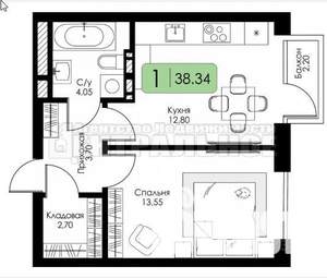 1-к квартира, вторичка, 38м2, 3/11 этаж