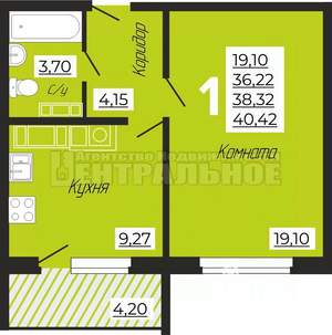 1-к квартира, вторичка, 40м2, 7/10 этаж