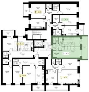 1-к квартира, сданный дом, 48м2, 2/10 этаж