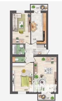 3-к квартира, вторичка, 85м2, 1/10 этаж