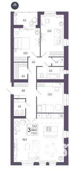 3-к квартира, строящийся дом, 111м2, 6/16 этаж
