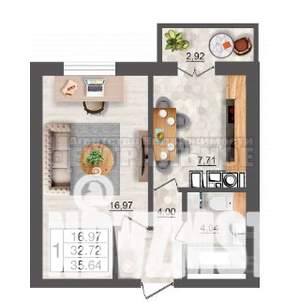 1-к квартира, вторичка, 36м2, 4/10 этаж