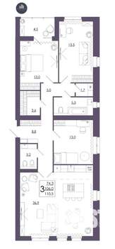 3-к квартира, строящийся дом, 111м2, 9/16 этаж