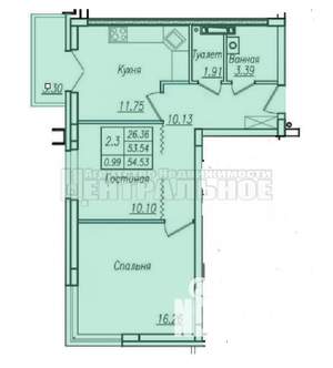2-к квартира, вторичка, 58м2, 8/16 этаж
