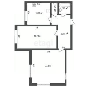 2-к квартира, вторичка, 70м2, 1/10 этаж