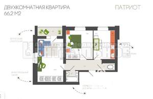 2-к квартира, вторичка, 66м2, 1/10 этаж