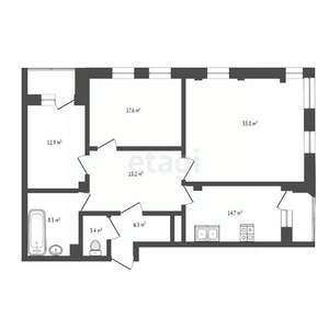 3-к квартира, вторичка, 112м2, 2/7 этаж