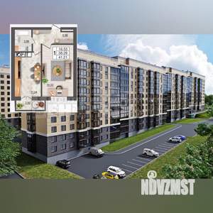 1-к квартира, вторичка, 41м2, 6/10 этаж