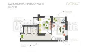 1-к квартира, вторичка, 53м2, 1/10 этаж