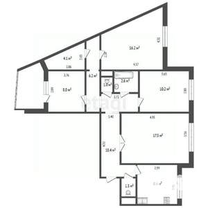 4-к квартира, вторичка, 86м2, 9/9 этаж