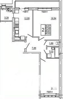 2-к квартира, вторичка, 69м2, 3/10 этаж
