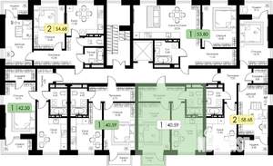 1-к квартира, вторичка, 41м2, 2/6 этаж