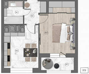 1-к квартира, вторичка, 38м2, 3/10 этаж