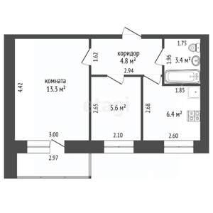 2-к квартира, вторичка, 34м2, 7/9 этаж